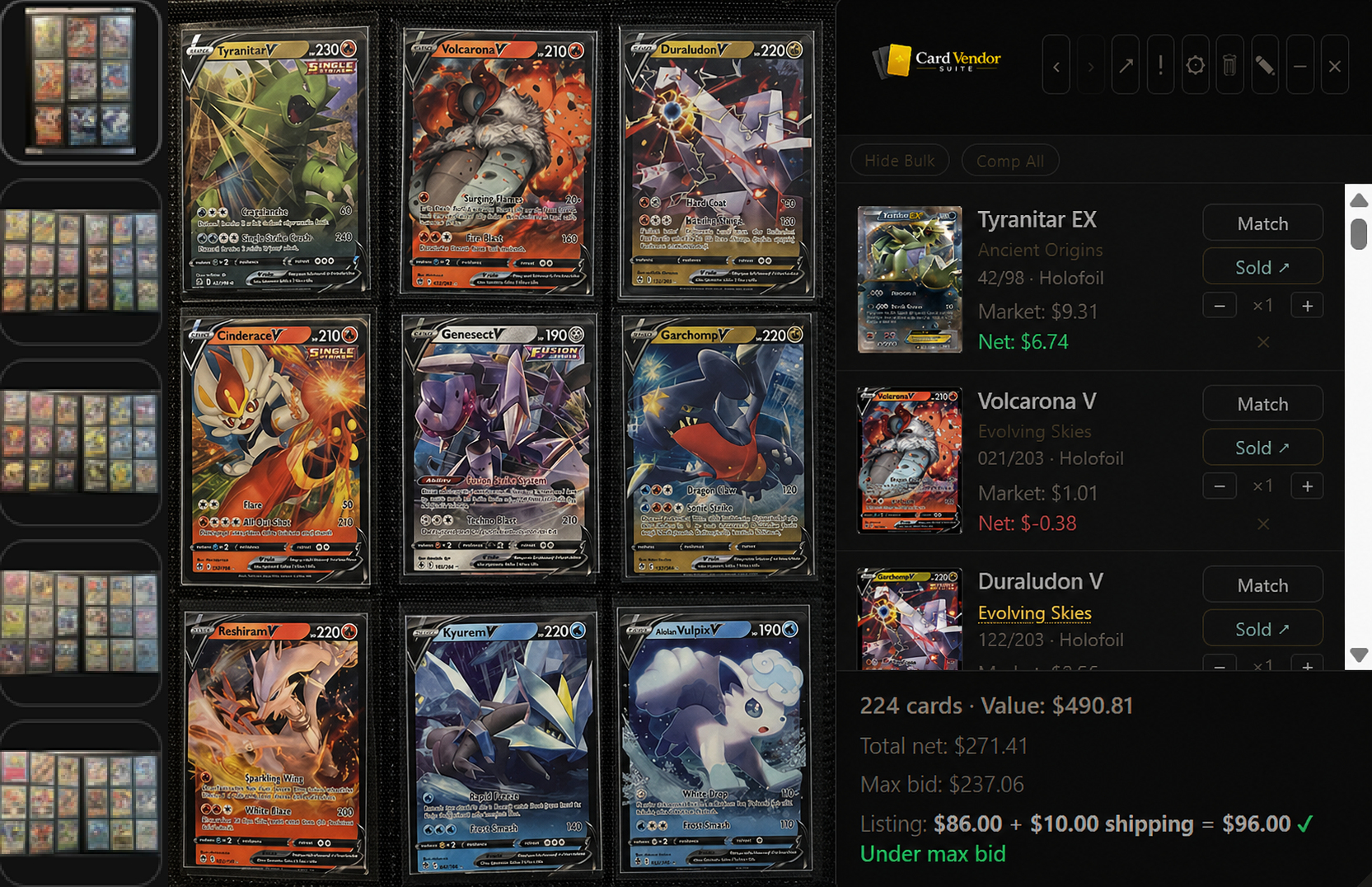 Bid Intel — browser extension showing card comps on an eBay lot